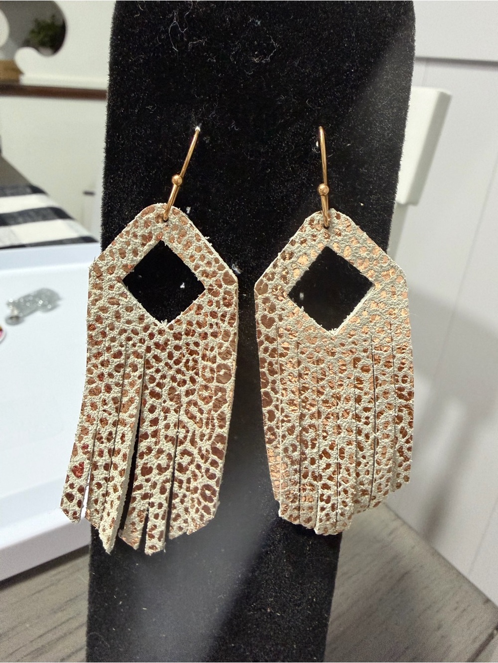 Gold Textured Fringe Drop Earrings